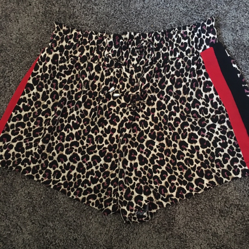 Leopard print high waisted shorts